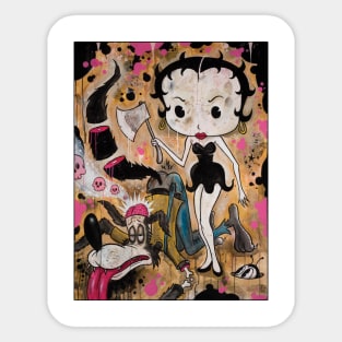 Betty and the Axe vintage Rubber Hose Cartoon Design Sticker